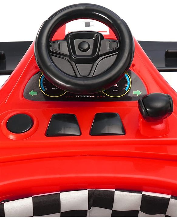 Babyhug F1 Little Racer Foldable Activity Walker with Adjustable Height|Music & Lights|Steering Wheel with Comfy Seat & Push Handle - Red