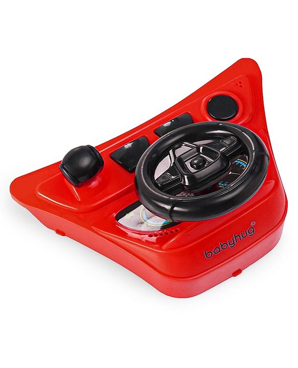 Babyhug F1 Little Racer Foldable Activity Walker with Adjustable Height|Music & Lights|Steering Wheel with Comfy Seat & Push Handle - Red