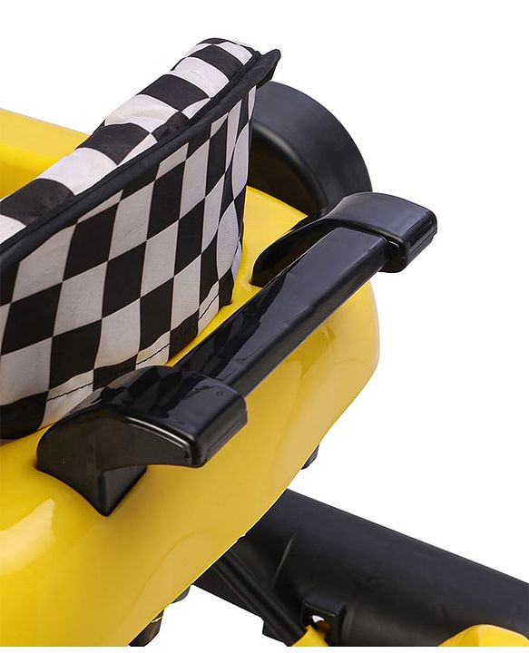 Babyhug F1 Little Racer Foldable Activity Walker with Adjustable Height|Music & Lights|Steering Wheel with Comfy Seat & Push Handle -  Yellow