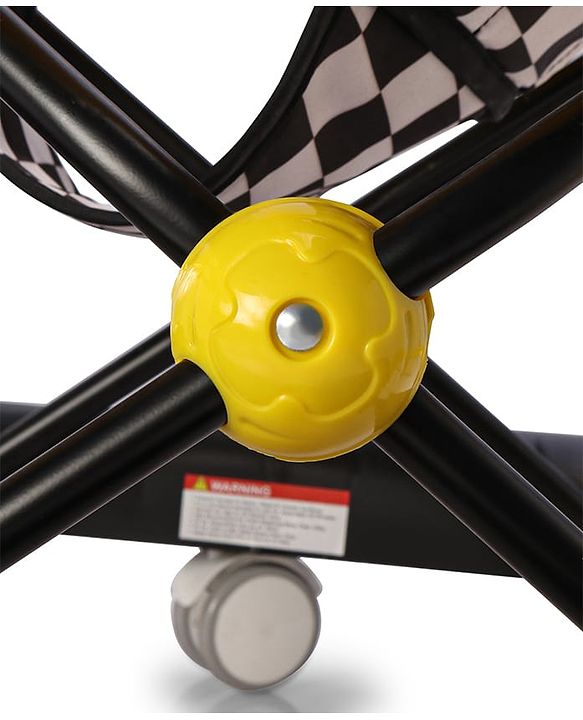 Babyhug F1 Little Racer Foldable Activity Walker with Adjustable Height|Music & Lights|Steering Wheel with Comfy Seat & Push Handle -  Yellow