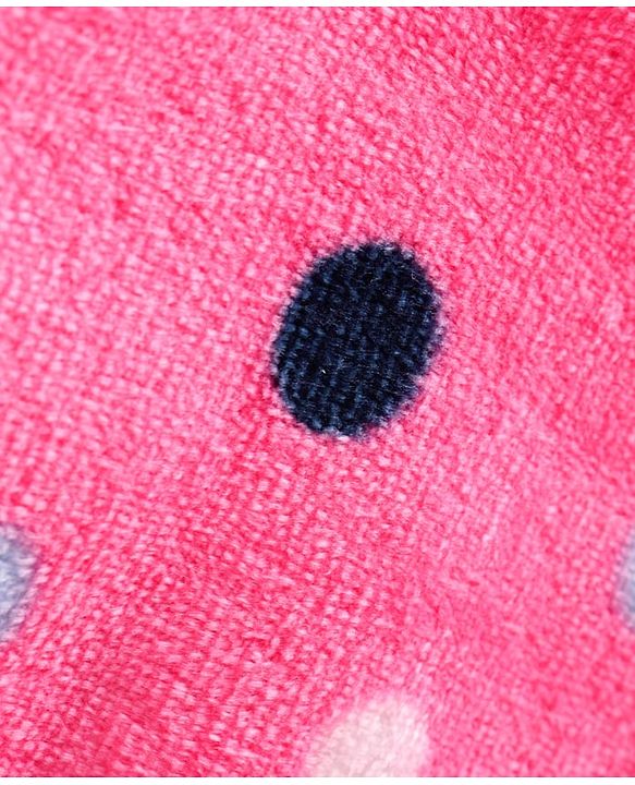 Babyhug Velour Knit Full Sleeves Winter Wear  Polka Dots Printed Footed Front Open Sleep Suit - Dark Pink