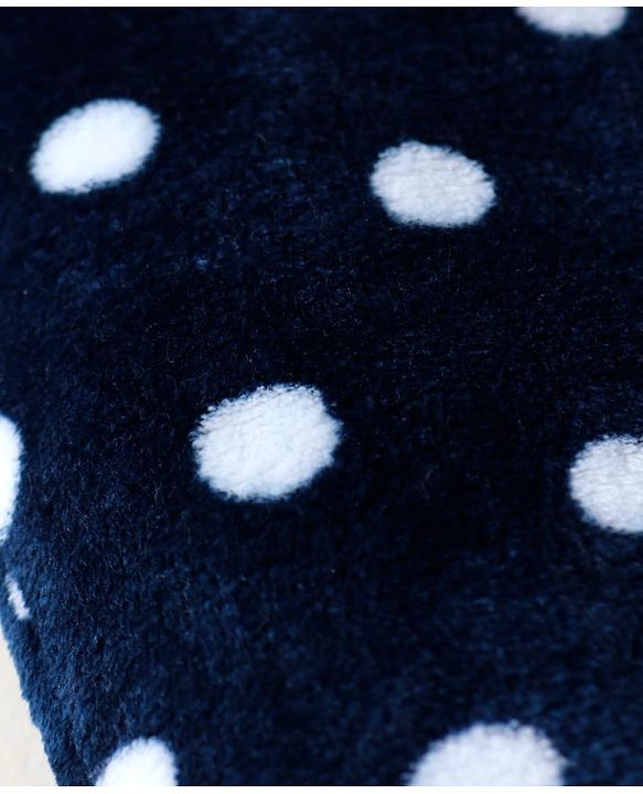 Babyhug Velour Knit Full Sleeves Winter Wear Sleep Suit With Polka Dots Print - Navy Blue