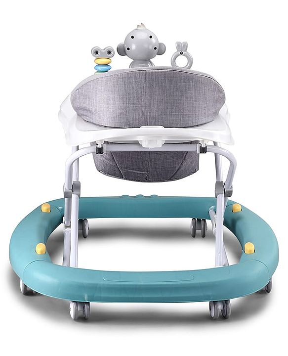 Babyhug 2 In 1 Multifunctional Baby Walker Cum Rocker With 3 Level Height Adjustment Musical Play Tray & Monkey Toy - Sea Green