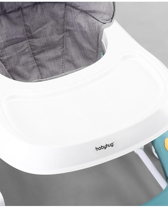 Babyhug 2 In 1 Multifunctional Baby Walker Cum Rocker With 3 Level Height Adjustment Musical Play Tray & Monkey Toy - Sea Green