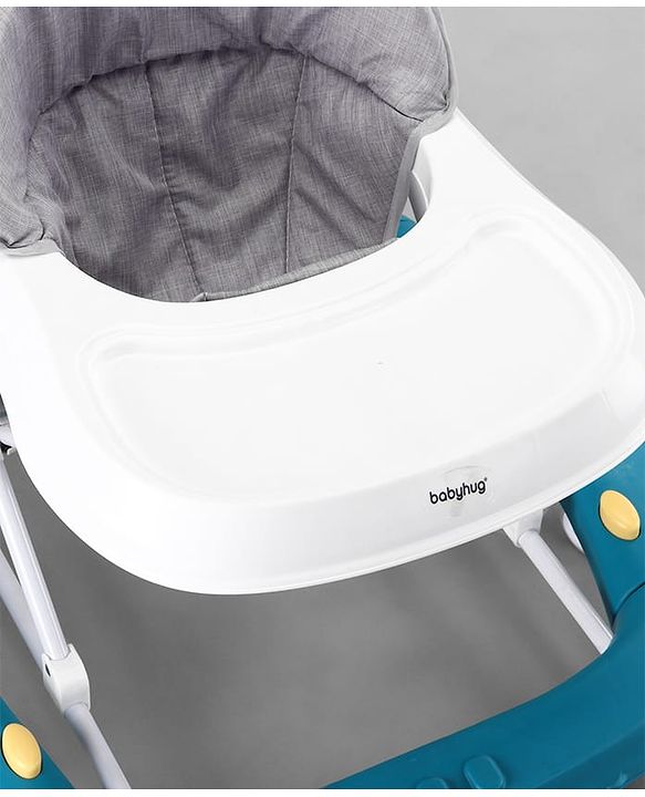 Babyhug 2 In 1 Multifunctional Baby Walker Cum Rocker With 3 Level Height Adjustment Musical Play Tray & Monkey Toy - Sea Green