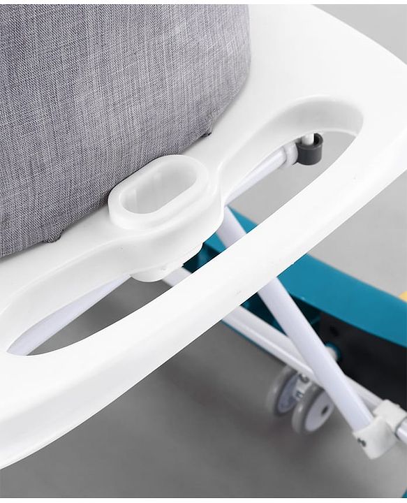 Babyhug 2 In 1 Multifunctional Baby Walker Cum Rocker With 3 Level Height Adjustment Musical Play Tray & Monkey Toy - Sea Green