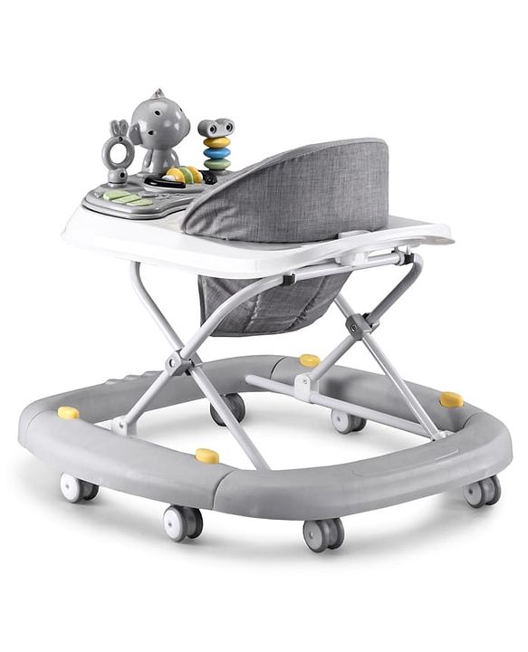 Babyhug 2 In 1 Multifunctional Baby Walker Cum Rocker With 3 Level Height Adjustment Musical Play Tray & Monkey Toy - Sea Green