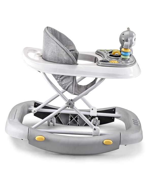 Babyhug 2 In 1 Multifunctional Baby Walker Cum Rocker With 3 Level Height Adjustment Musical Play Tray & Monkey Toy - Sea Green