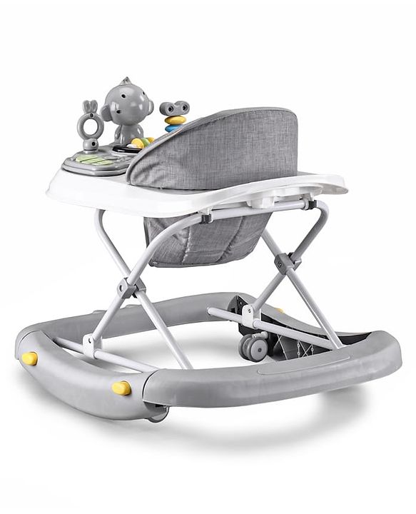 Babyhug 2 In 1 Multifunctional Baby Walker Cum Rocker With 3 Level Height Adjustment Musical Play Tray & Monkey Toy - Sea Green