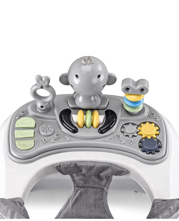 Babyhug 2 In 1 Multifunctional Baby Walker Cum Rocker With 3 Level Height Adjustment Musical Play Tray & Monkey Toy - Sea Green