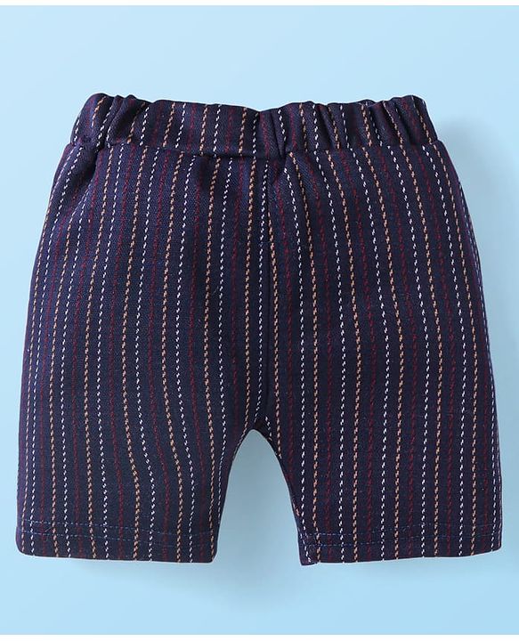 Babyhug Woven Half Sleeves T-Shirt & Shorts With Bow Applique - Red & Navy Blue