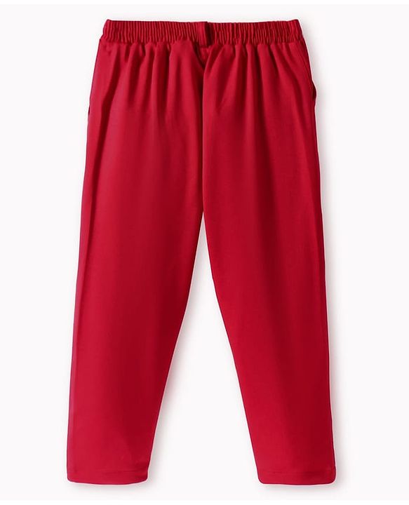 Babyhug Stretchable Full Sleeves Solid 3 Piece Party Suit With Bow - Red