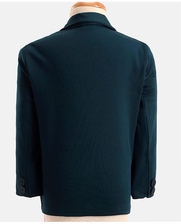 Babyhug Woven Full Sleeves Solid Color 3 Piece Party Suit with Tie - Dark Green