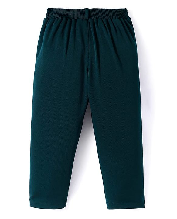 Babyhug Woven Full Sleeves Solid Color 3 Piece Party Suit with Tie - Dark Green