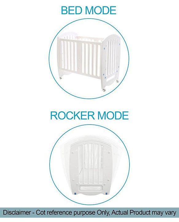Babyhug Compacto 3 in 1 Cot Rocker Cum Study Table  White| Easy to Assemble| No Tools Required| Adjustable Height| Attach to Parent Bed | Wheels with Lock