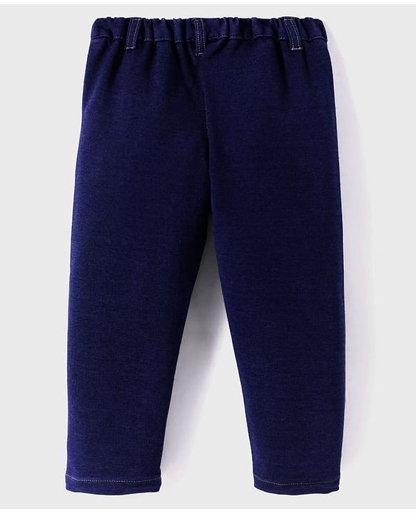 Babyhug Woven Full Sleeves Solid Color 3 Piece Party Suit with Bow - Navy Blue