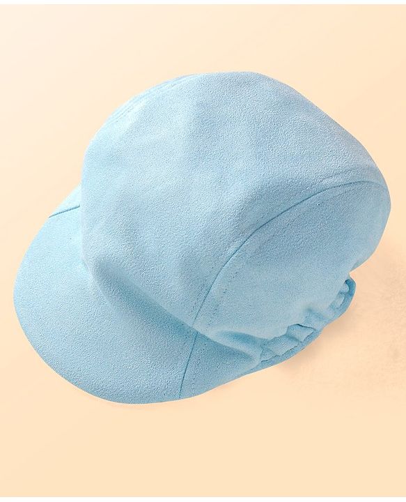 Babyhug Woven Full Sleeves Party Wear Shirt With Dungaree Suspendors & Cap -  Light Blue