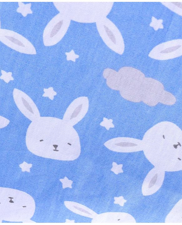 Babyhug Cotton Woven Full Sleeves Front Open Night Suit With Bunnies Print - Blue