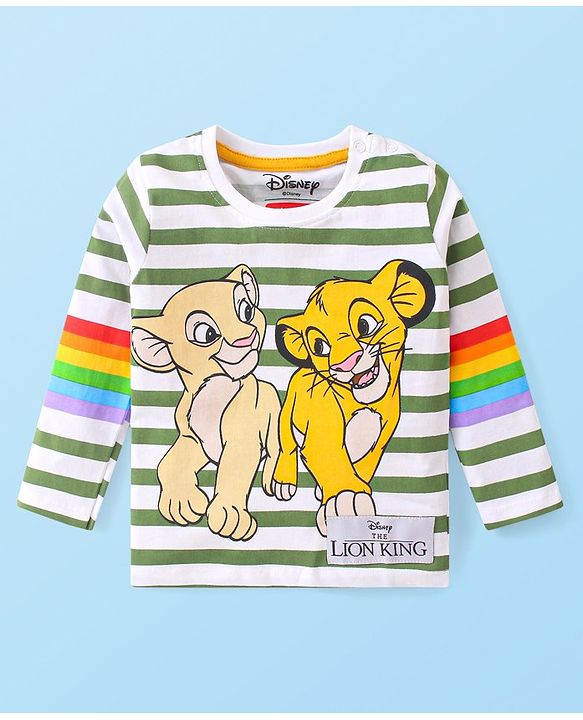 Babyhug Disney Single Jersey Knit Full Sleeves T-Shirt With Lion King Print - White