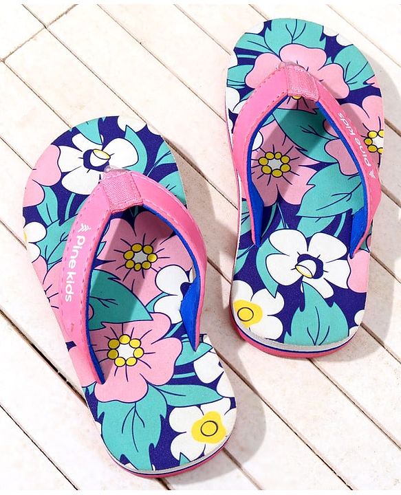 Pine Kids Floral Printed Flip Flops - Pink