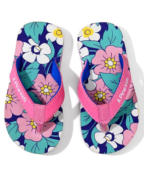 Pine Kids Floral Printed Flip Flops - Pink