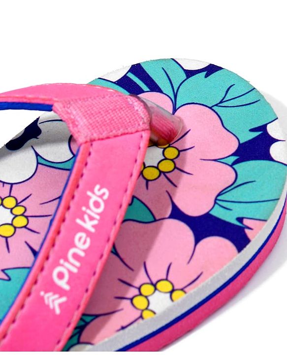 Pine Kids Floral Printed Flip Flops - Pink