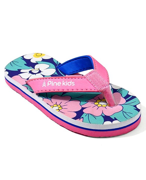 Pine Kids Floral Printed Flip Flops - Pink