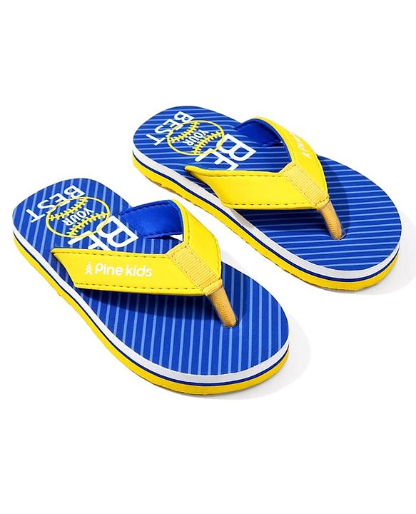 Pine Kids Text Printed Slip On Flip Flops - Blue