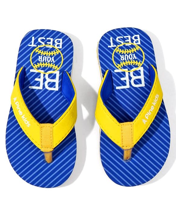 Pine Kids Text Printed Slip On Flip Flops - Blue