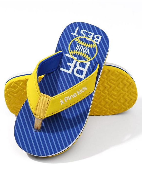 Pine Kids Text Printed Slip On Flip Flops - Blue