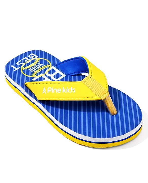Pine Kids Text Printed Slip On Flip Flops - Blue