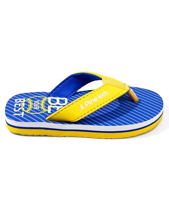 Pine Kids Text Printed Slip On Flip Flops - Blue