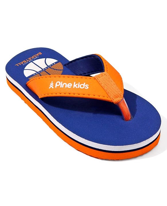 Pine Kids Basketball Printed Slip On Flip Flops - Navy Blue