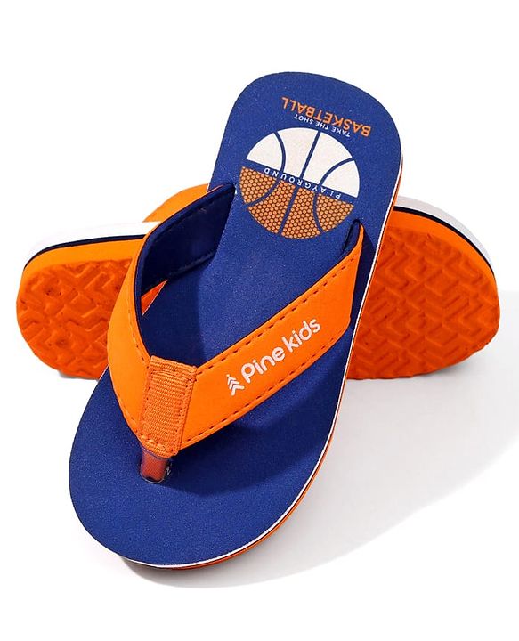 Pine Kids Basketball Printed Slip On Flip Flops - Navy Blue