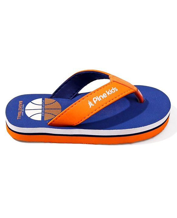 Pine Kids Basketball Printed Slip On Flip Flops - Navy Blue