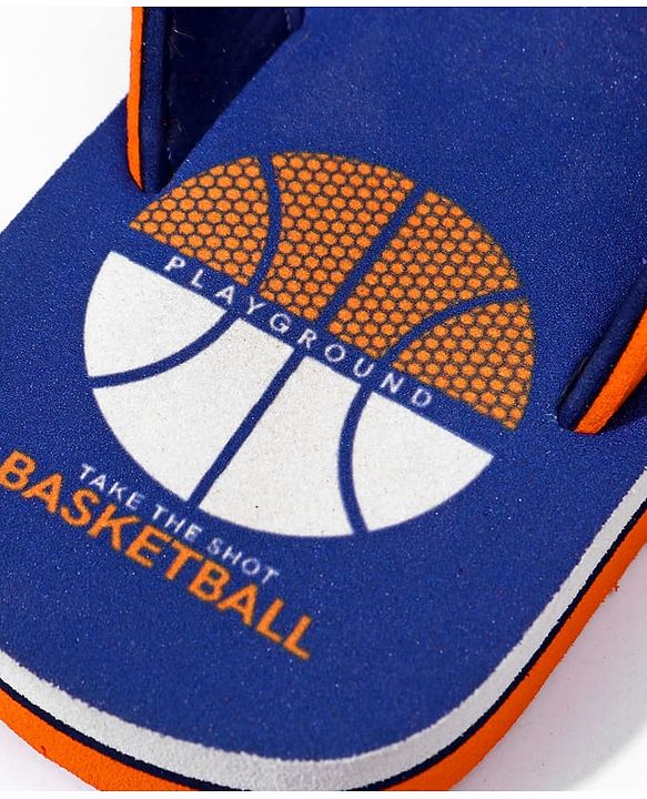 Pine Kids Basketball Printed Slip On Flip Flops - Navy Blue