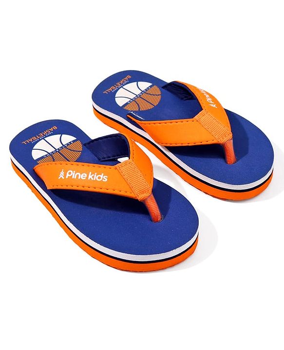 Pine Kids Basketball Printed Slip On Flip Flops - Navy Blue