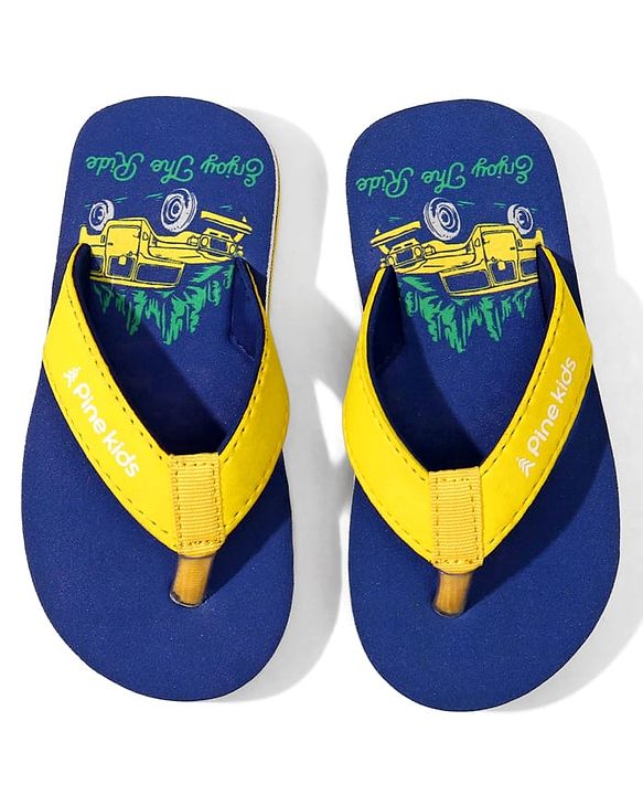 Pine Kids Jeep Printed Slip On Flip Flops - Navy Blue
