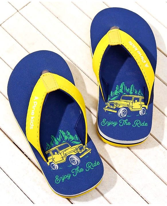 Pine Kids Jeep Printed Slip On Flip Flops - Navy Blue