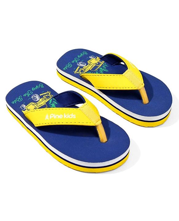 Pine Kids Jeep Printed Slip On Flip Flops - Navy Blue