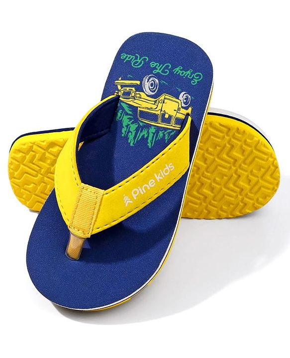 Pine Kids Jeep Printed Slip On Flip Flops - Navy Blue