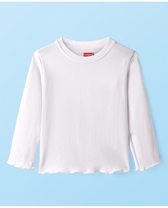 Babyhug Cotton Woven Frock & Full Sleeves Inner Tee With Floral Print - White