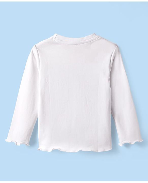 Babyhug Cotton Woven Frock & Full Sleeves Inner Tee With Floral Print - White