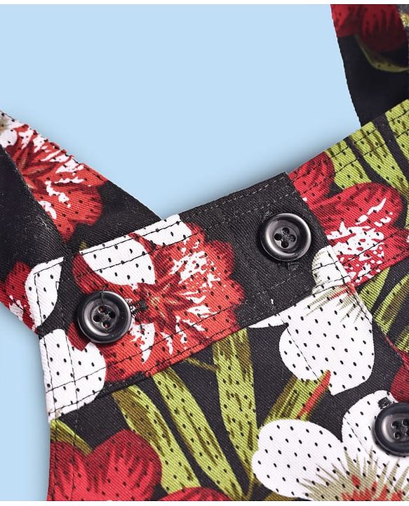 Babyhug Cotton Woven Frock & Full Sleeves Inner Tee With Floral Print - White