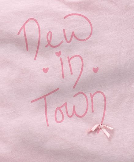 Babyhug Half Sleeves Tee New In Town Print - Pink