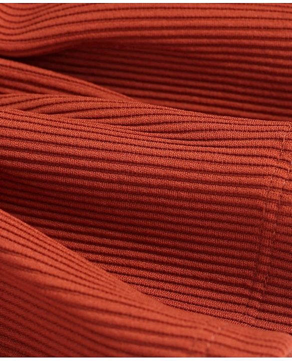 Babyhug Cotton Knit Full Sleeves Solid Colour Top & Leggings Set With Frock - Rust Orange