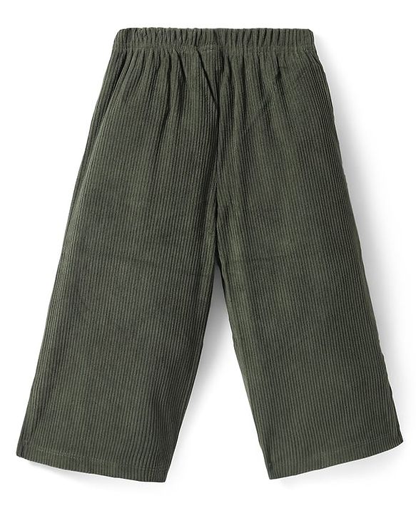 Babyhug Cotton Knit Full Sleeves Solid Colour Shirt & Legging Set - Olive Green