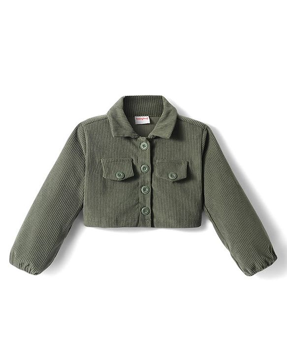 Babyhug Cotton Knit Full Sleeves Solid Colour Shirt & Legging Set - Olive Green