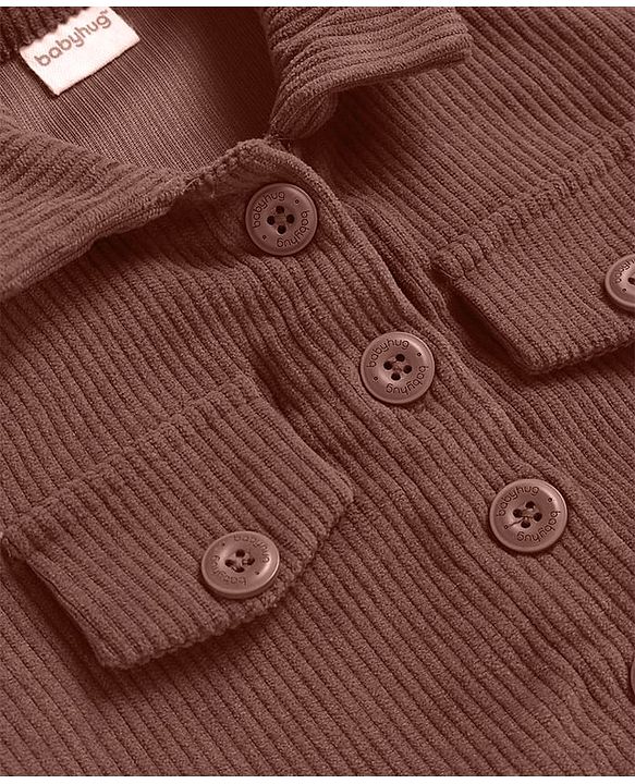 Babyhug Cotton Knit Full Sleeves Solid Shirt & Legging Set - Rust Orange