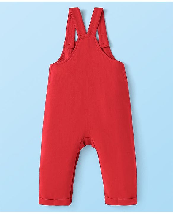 Babyhug Disney Single Jersey Knit Dungaree & Full Sleeves T-Shirt With Winnie The Pooh Graphics - Red & White
